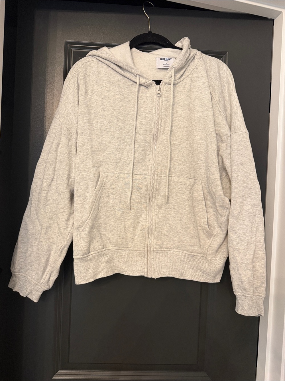 Old Navy Cropped Light Gray Zip-Up Hoodie Jacket
